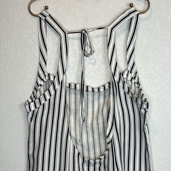 NWT ANTHROPOLOGIE SQUARE NECK GAUZE MINI DRESS Navy/White XL - Picture 7 of 14